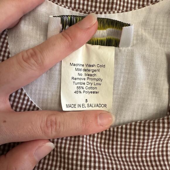 Castles and‎ Crowns Gingham Monkey Dress girls Size 5 Brown Pink - Picture 6 of 6